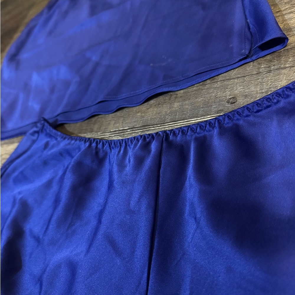 Women's Blue Lace Trim Sleepwear Set - Picture 2 of 4